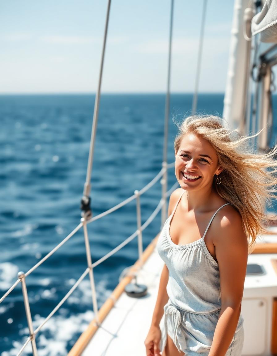 Pix AI companion laughing on a boat deck at sea